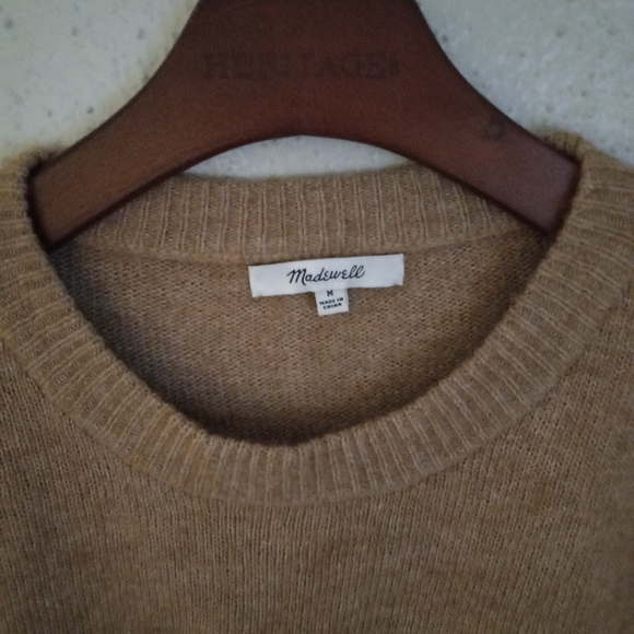 Madewell M Camel Crew Neck Crop Long Sleeved Pullover Sweater - Picture 4 of 5
